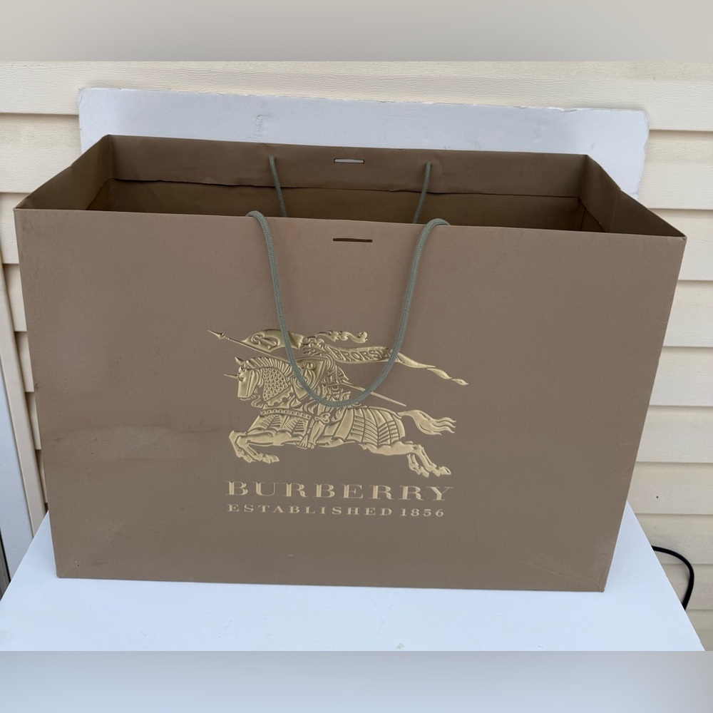 Large Authentic Burberry Prorsum Gold Foil Paper Shopping Bag 24.75”x17.75x10.5”